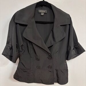 St. John Black Double-Breasted Dolman Sleeves Evening Jacket Sz M EUC